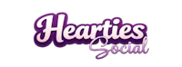 hearties social logo on a black background
