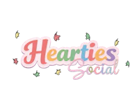 hearties social logo on a black background