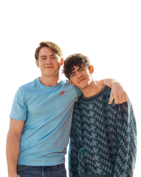 two young men posing for a picture
