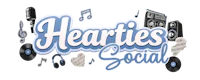 hearties social logo on a black background